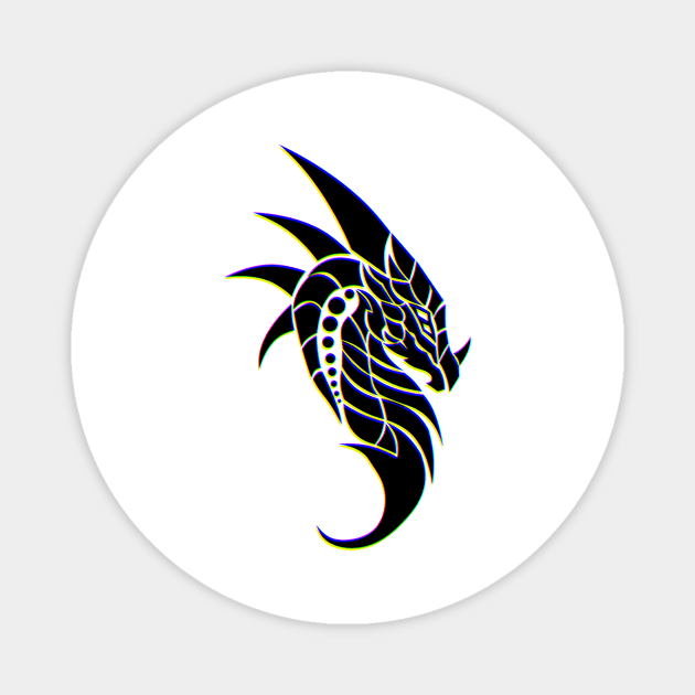 Black dragon tattoo (Glitch, CMYK) Magnet by NickVoid